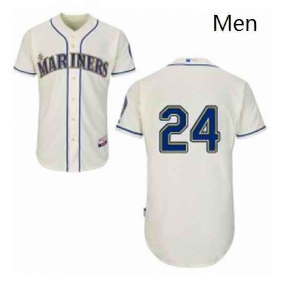 Mens Majestic Seattle Mariners 24 Ken Griffey Replica Cream Alternate Cool Base MLB Jersey